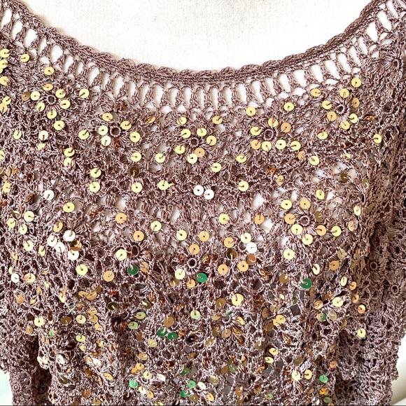 BOSTON PROPER Tiered Crocheted Top with Sequins—XS - Picture 4 of 16